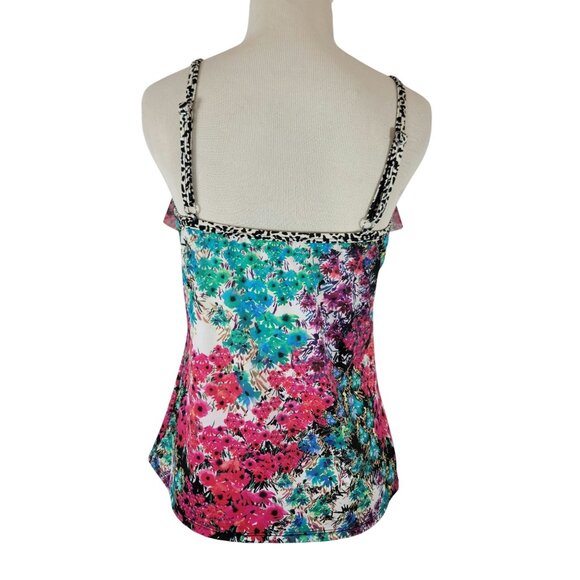 Kenneth Cole Reaction Women's Floral Print Bathing Suit Top Only With Ruffle Tri - Picture 3 of 11